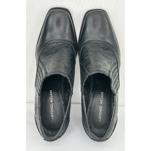 Antonio Melani Leather Square Toe Western Ankle Boots 8M - Picture 6 of 9